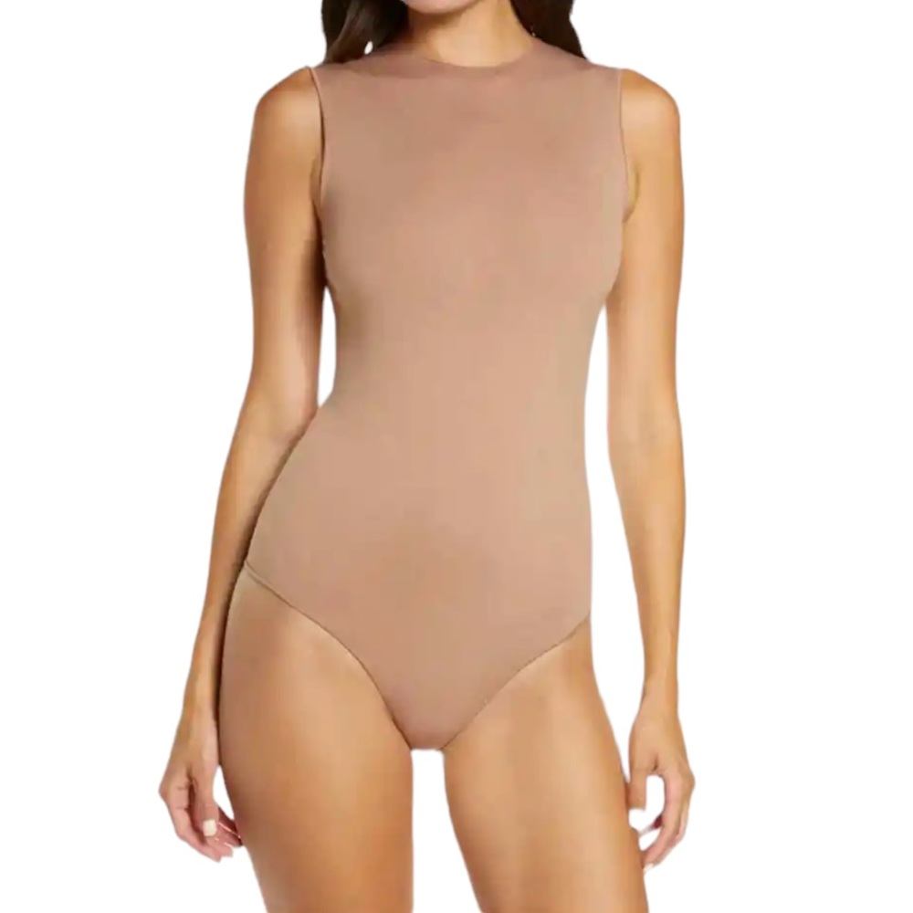 SKIMS Bodysuit Jelly Sheer Crew Neck Size Small Clay